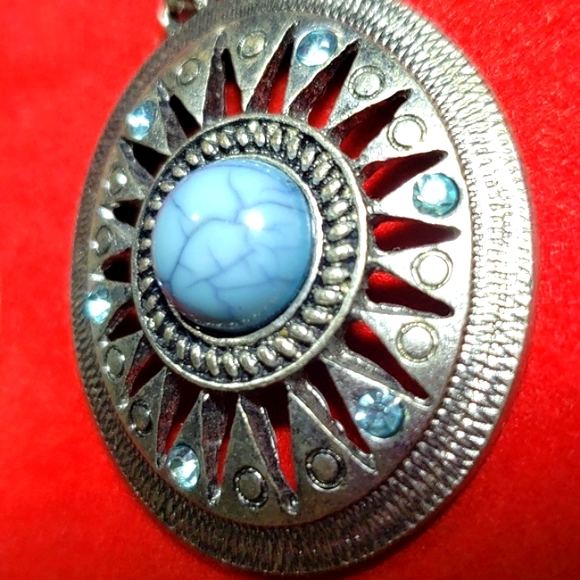 Antique Turquoise Double Beautiful Earrings Silver Tone &  Stones - Picture 8 of 12